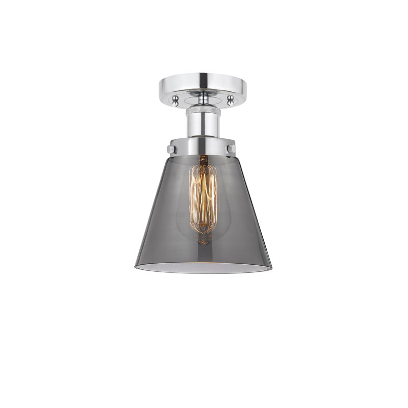 Plafonnier semi-encastré en verre Coplay, Plaqué couleur fumée, Chrome poli