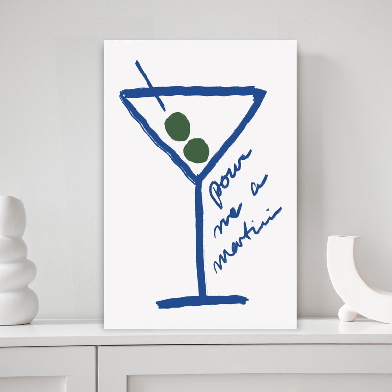 Martini, art mural rétro classique, H 18 po x l 12 po