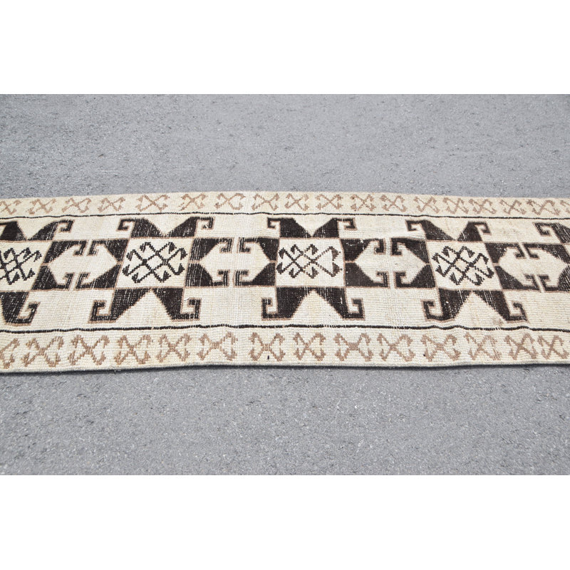 Tapis de couloir turc vintage beige Herki pour décor d'escalier et de couloir | Article 7393