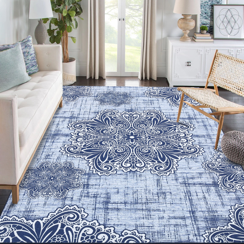Saliym Washable Floral Indoor Rug, Rectangle 5' x 7'