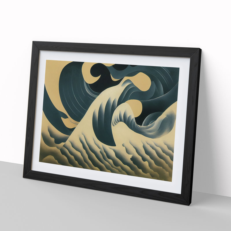 Abstract Japanese Wave Vol.1 - Framed Print, 25cm H x 34cm W x 2cm D, Black