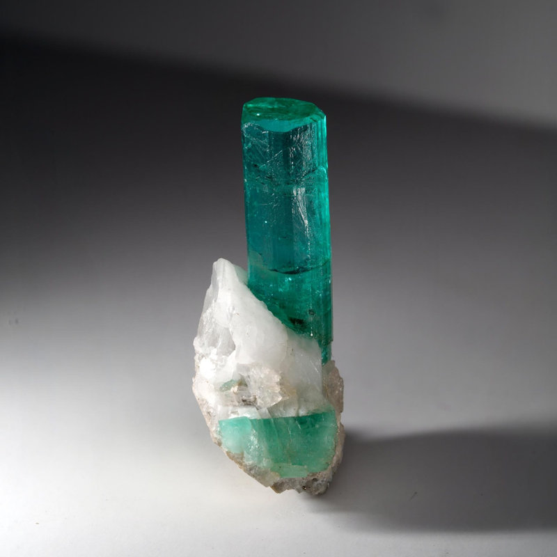 Emerald on Calcite From Colombia