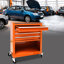 Chariot à outils orange à 4 tiroirs avec roulettes - Composition et commodité en acier - Rangement de tiroir à roulement pour le garage dans une fabrication solide-2095276864
