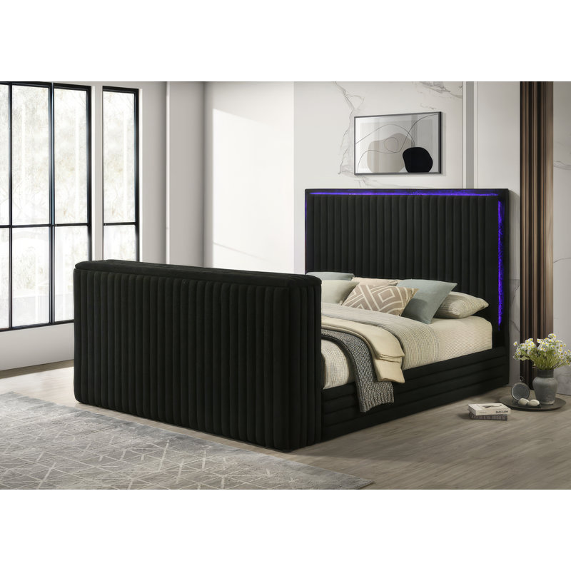 Villege Bed Platform Black Queen, Black, Queen