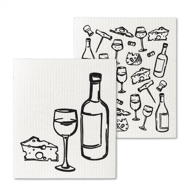 Ensemble de 2 débarbouillettes à vin et à fromage