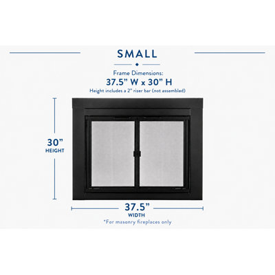 Augusta Black Cabinet-Style Fireplace Glass Door - Small