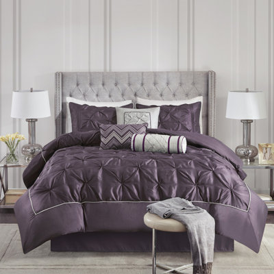 Édredon prune pour très grand lit - 7 pièces avec design moderne et absorbant