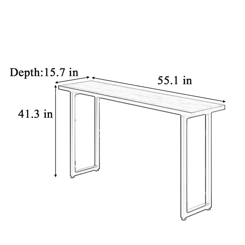Ironwork solid wood bar table, 41.3"H x 55.1"L x 15.7"W