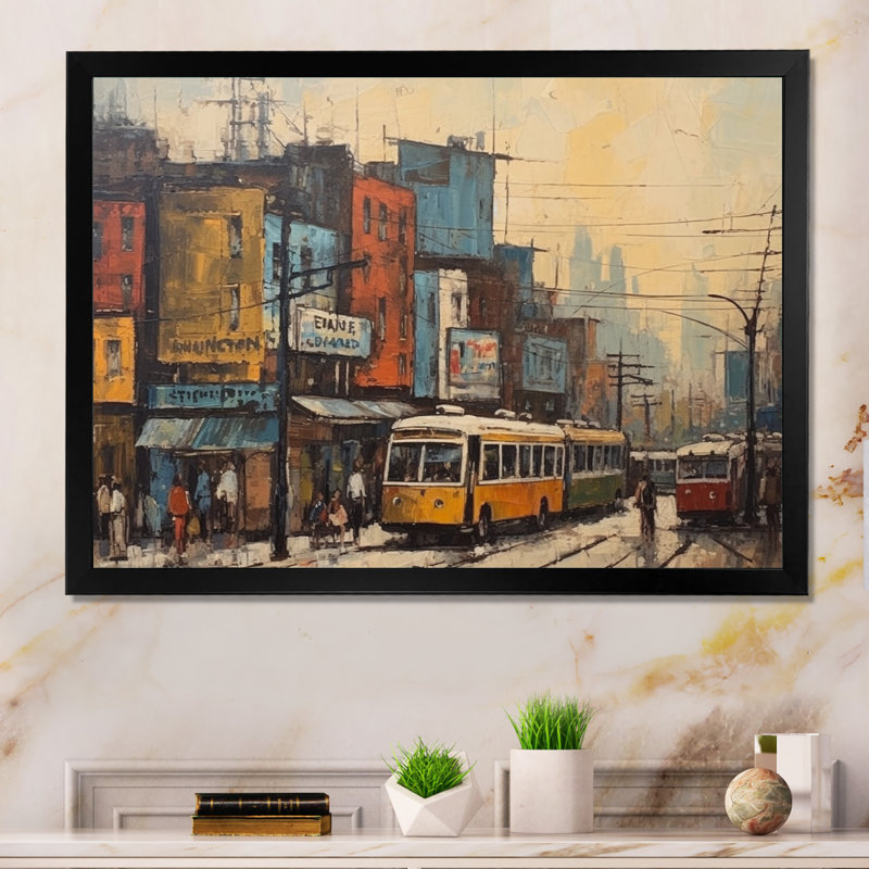 «Yellow and Orange Metropolitan Marvels», reproduction sur toile encadrée, Cadre photo noir, H 24 po x l 32 po x P 1 po