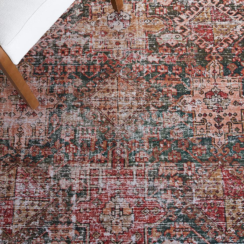 Pashen Performance Machine Washable Oriental Rug, Square 6'
