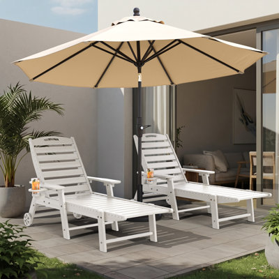 Pool Lounge Chairs Wheels Lounge Chaise Set Outdoor Swimming Reclining Outdoor Chaise Lounge With Cup Holder