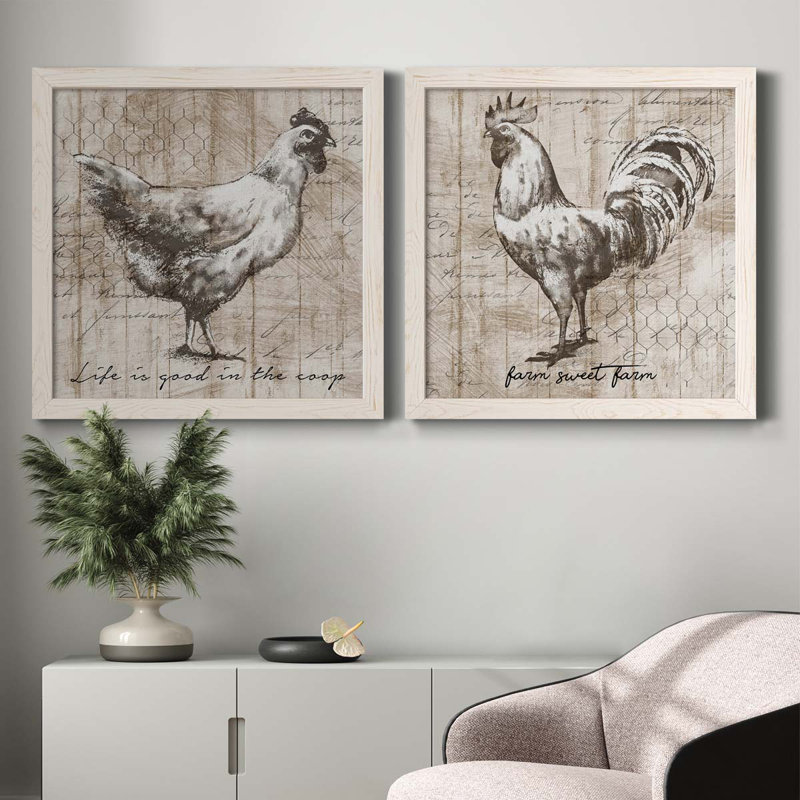 Farm Farm - ensemble de 2 peintures sur toile encadrées, H 71 po x l 35,5 po x P 1,5 po, Cadre blanc