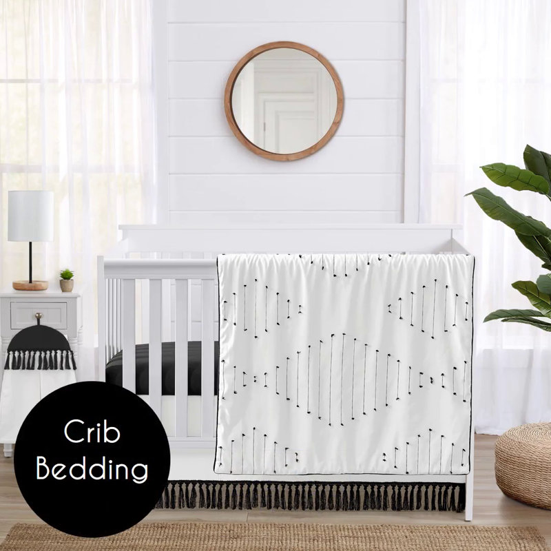 Black and White Boho Stitch Rod Pocket Window Valance