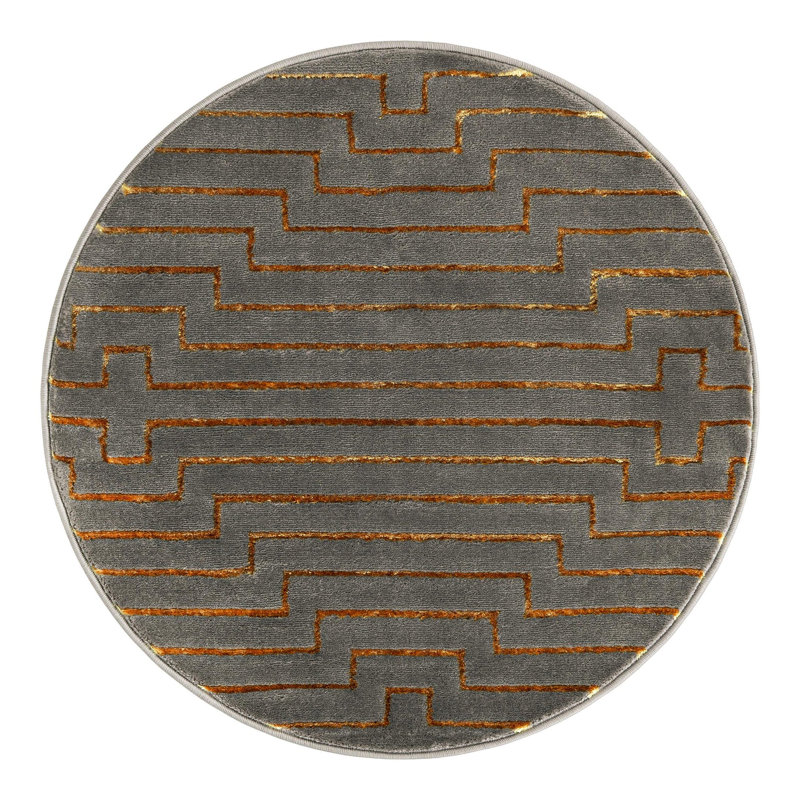 Latitude Run® Mirage Nikica Rug Gray and Gold, Round 3'1"
