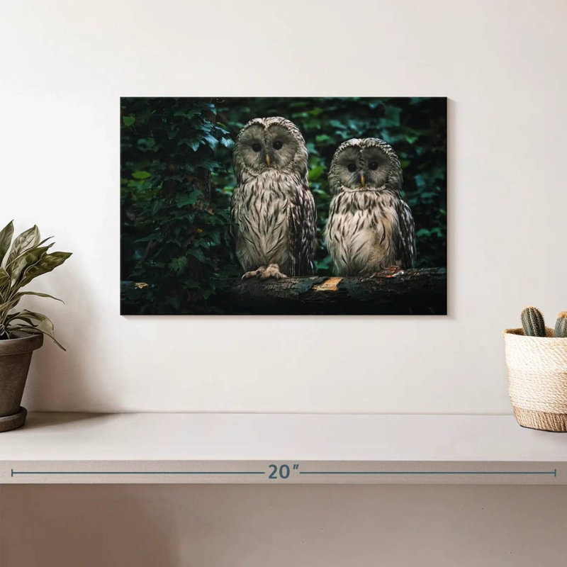 Brampt Owls On A Branch, 8" H x 12" W