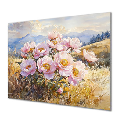 Mountain Meadow Peonies II - Peonies Metal Wall Art, Traditional Metal Art Print