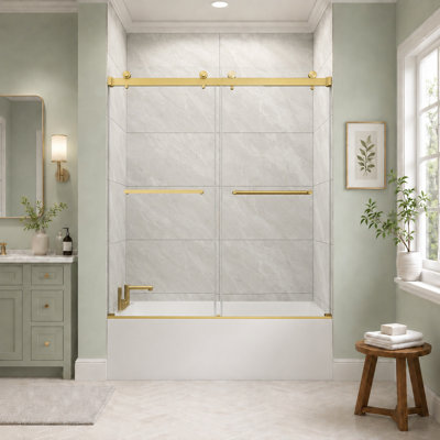 Porte de douche coulissante double sans cadre l 58 "- H 60" x H 76 "
