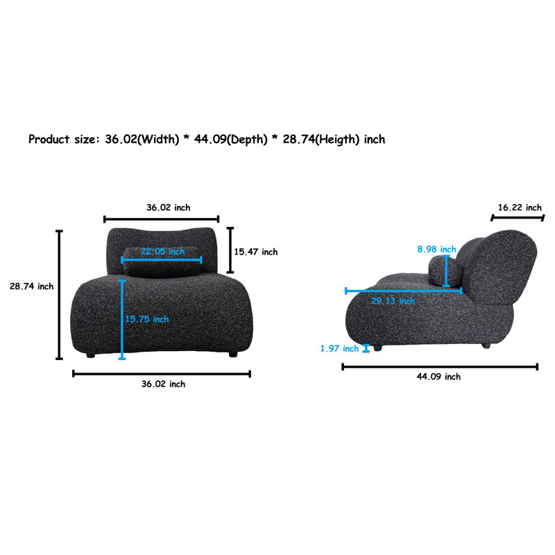 Modular Sofa With Moveable Headrests, Black