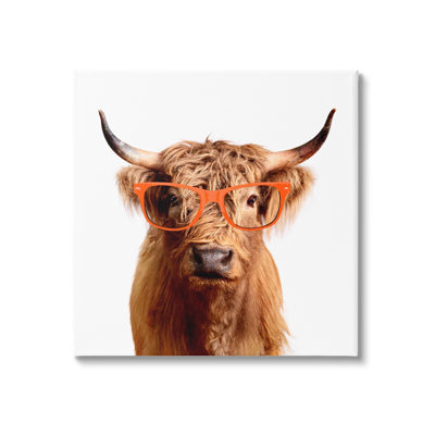 «Highland Cow Farmhouse Fun Glasses» par Karen Smith, impression sur toile tendue