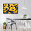 Jaune et bleu - Décoration florale encadrée botanique sur toile bleue
