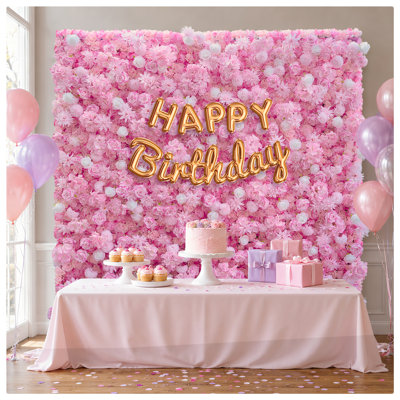 Flower Wall Backdrop 8ftx4ft roll up Artificial Floral Panels-Pink roll up flower wall backdrop artificial floral panels pink white roses hydrangea zipper reusable wedding bridal baby shower birthday party photo booth background home decor event decoration faux flowers pared de flores
