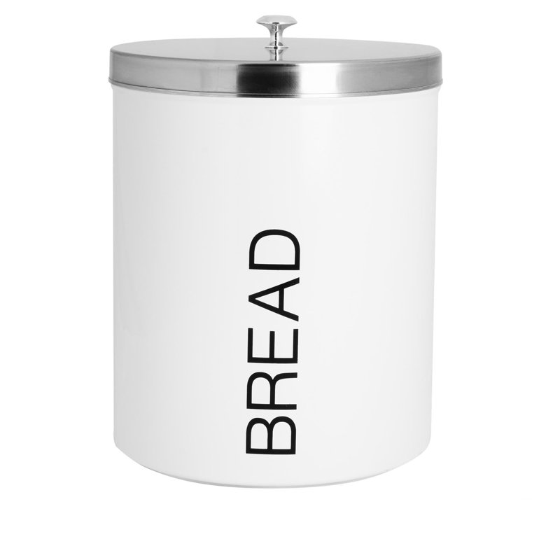 Harbour Housewares - Round Metal Kitchen Bread Bin, White