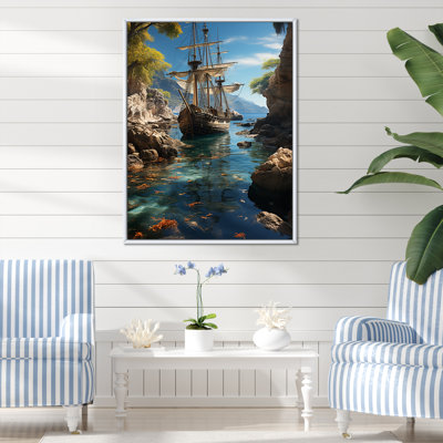 Bateau pirate tropical caché sur toile
