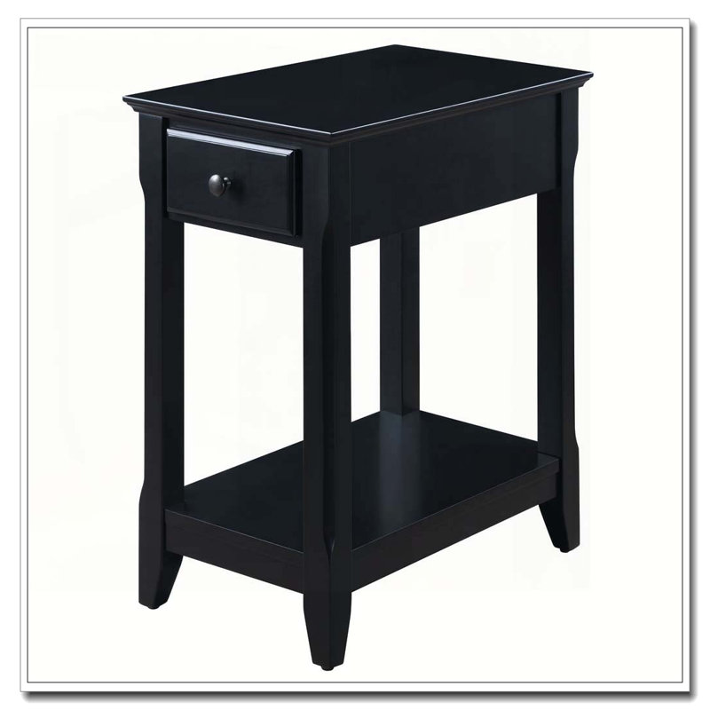 Table d'appoint noire avec tablette inférieure, Noir