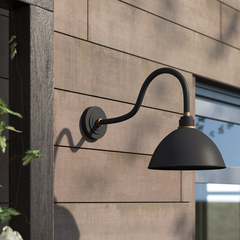 Luminaire de grange d'extérieur 1 lumière Bertram, H 17 po x L 12 po x P 24 po, Noir