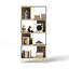 Bibliothèque industrielle à 4 niveaux, structure rustique en bois et métal, tablette asymétrique