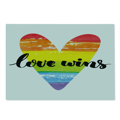 Ambesonne Inspirational Cutting Board Large Size Gay Marriage Sign Multicolor