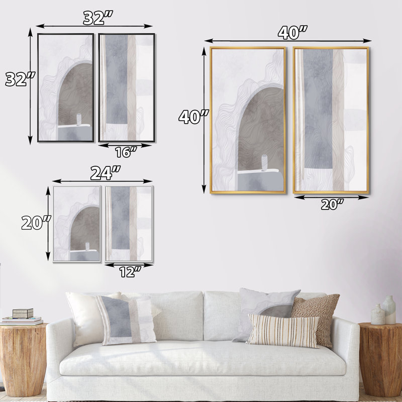 Minimalisme architectures II - ensemble de 2 impressions, H 20 po x l 24 po x P 1 po, Toile avec cadre blanc