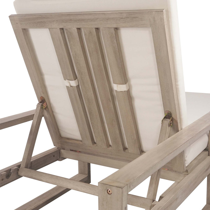 Ensemble de 2 chaises longues d'extérieur à 5 positions avec coussin, Gris