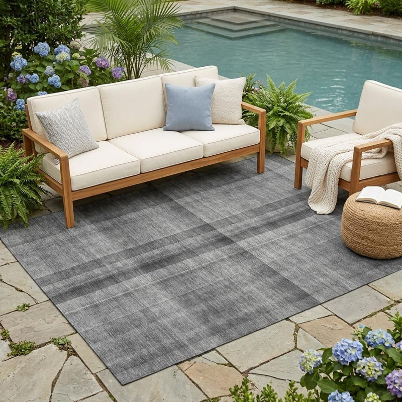Tapis d'intérieur gris antidérapant lavable à carreaux 5 pi x 8 pi