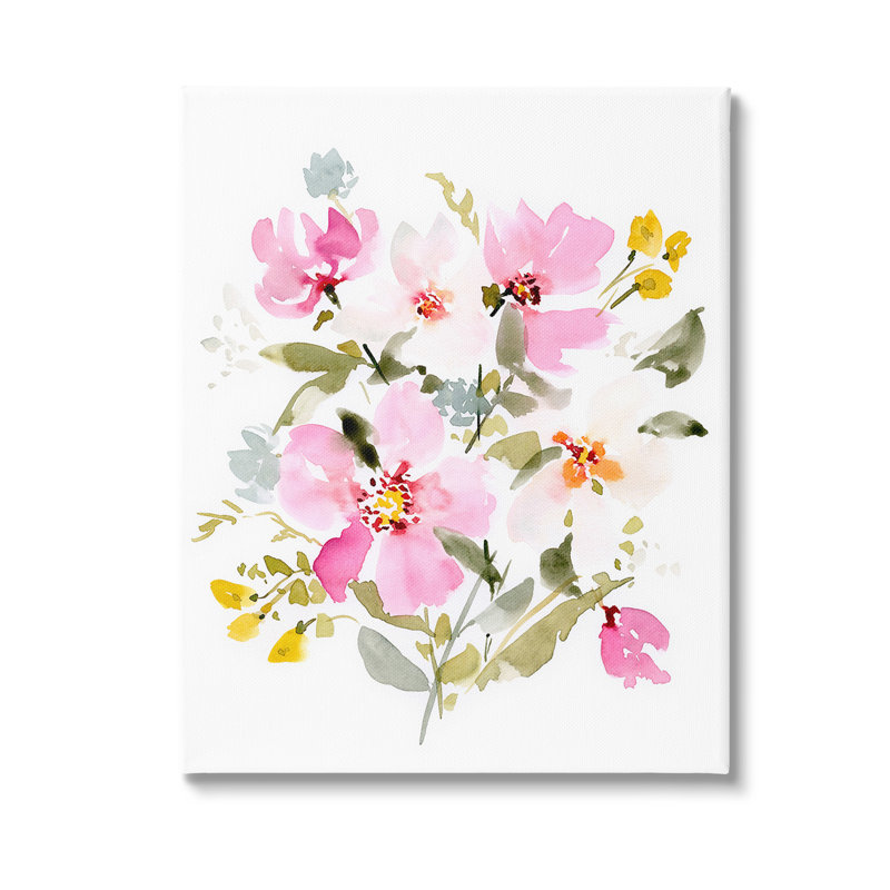 «Pink Cottage Blooms», art mural sur toile par Victoria Barnes, H 48 po x l 36 po