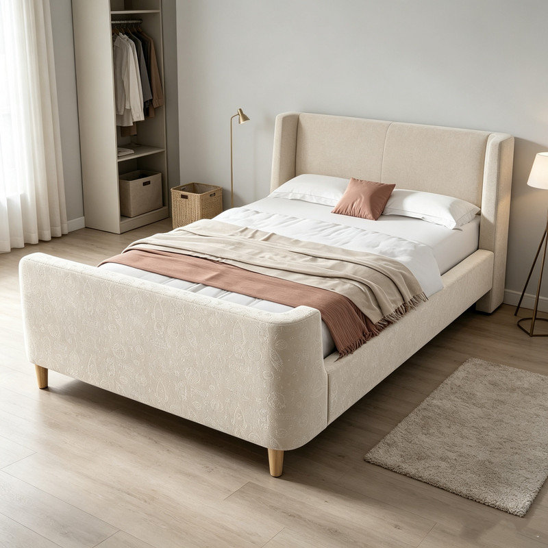 Bed, Beige