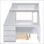 Lit simple superposé au dessus d'un lit double avec lit gigogne et bureau intégré