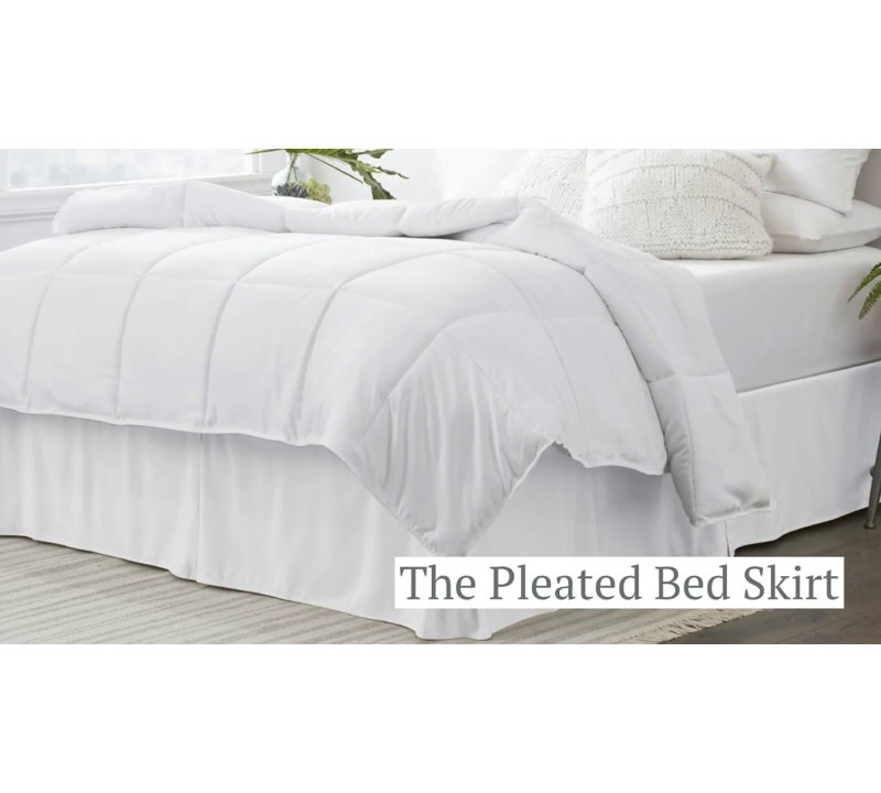 Full Light Gray Microfiber Pleated Bed Skirt