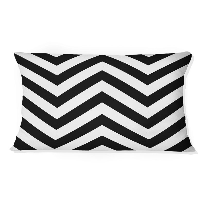 Blanc à motif de chevrons noir II - Coussin lombaire traditionnel