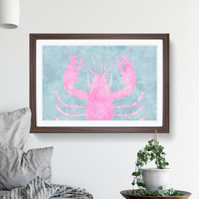 Pink and Duck Egg Blue Lobster 1 Piece Single Picture Frame Wall Art