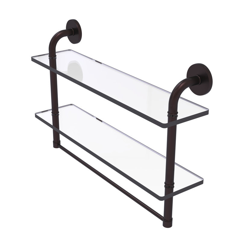 Tioga 2 Piece Tiered Shelf with Towel Bar, Antique Bronze, 14"H x 22"W x 5"D