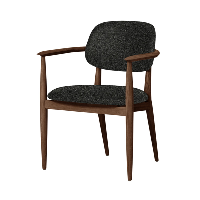 Slow Arm Chair, Natural Walnut, Bellagio 2 Black 7925