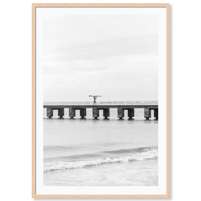 Walk The Line Print by Carly Tabak, 26" W x 36" H, Natural Wood