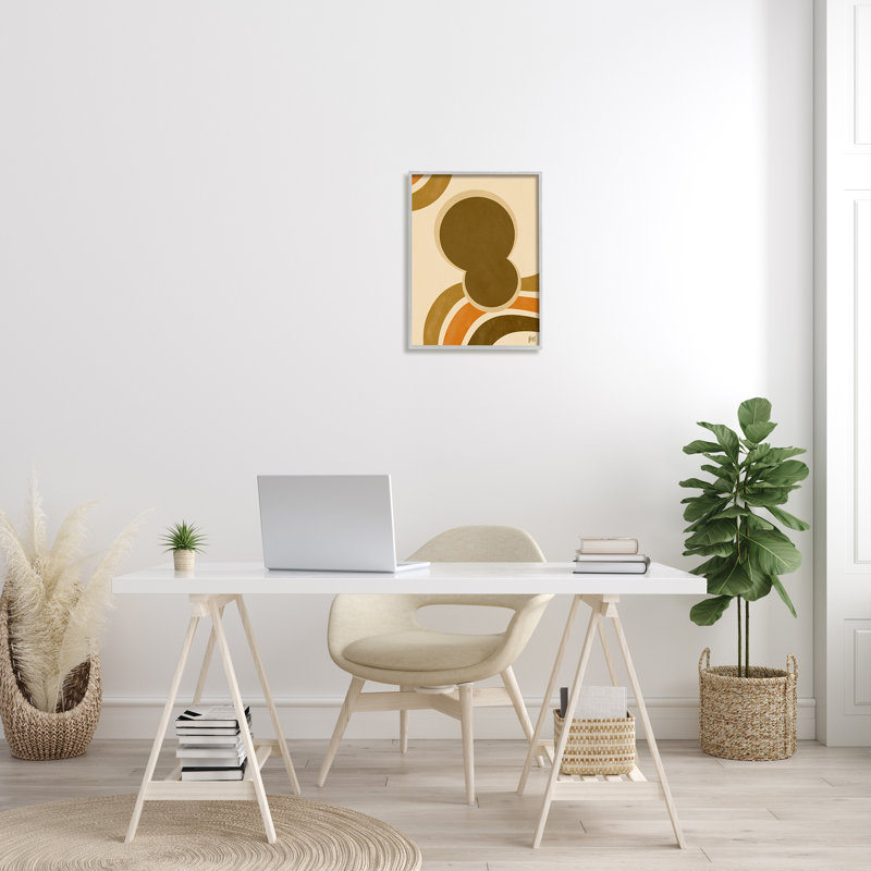Art texturé à la giclée encadrée, rétro et abstraite, H 20 po x l 16 po, Cadre gris