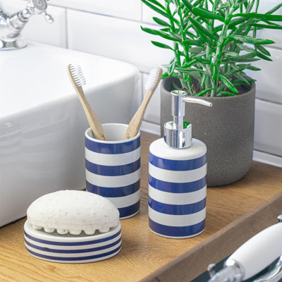 Harbour Housewares - Ceramic Bathroom Accessories Set - 3 Pieces
