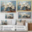 Arbre d'orchidée bleu et blanc doré de branches IV - arbre, art mural-887859424-887859429