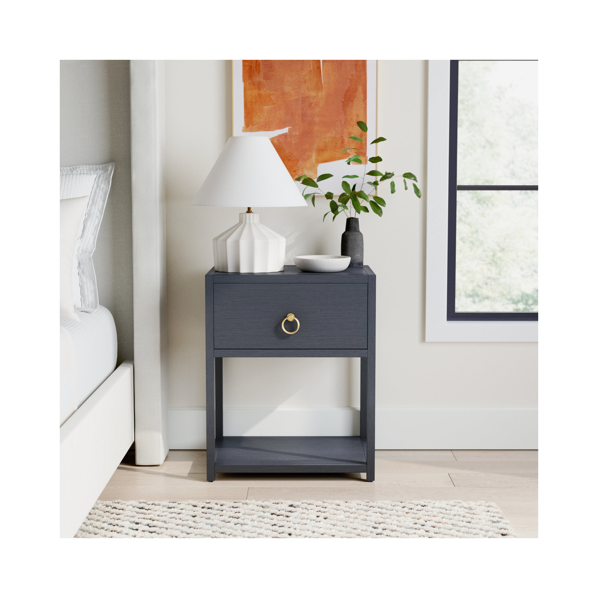 Elin 1 - Drawer Nightstand, Navy Blue