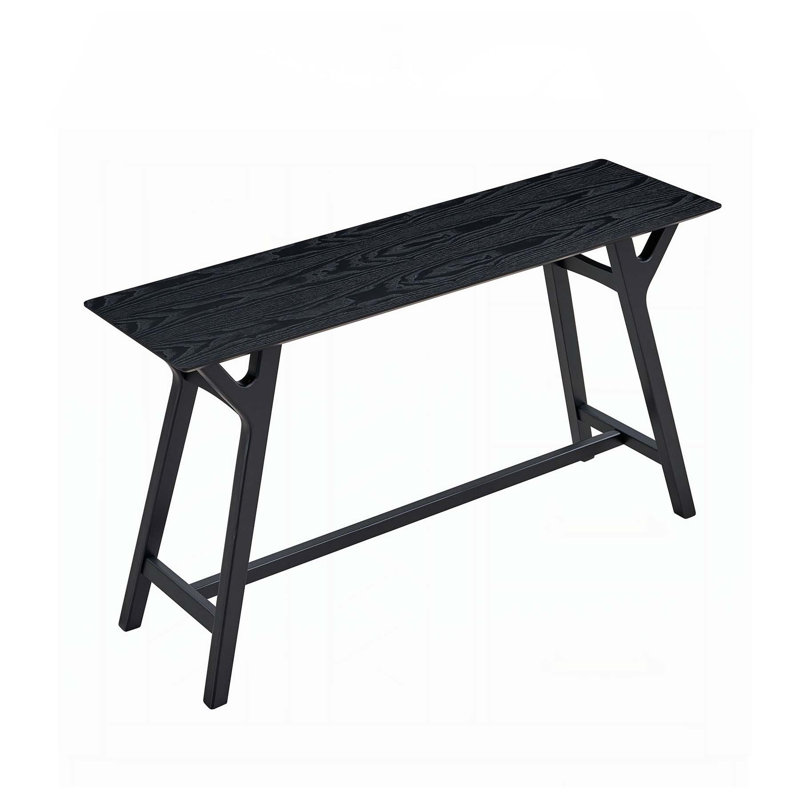 Versatile Narrow Console Table With Solid Wood Legs For Various Spaces, Black