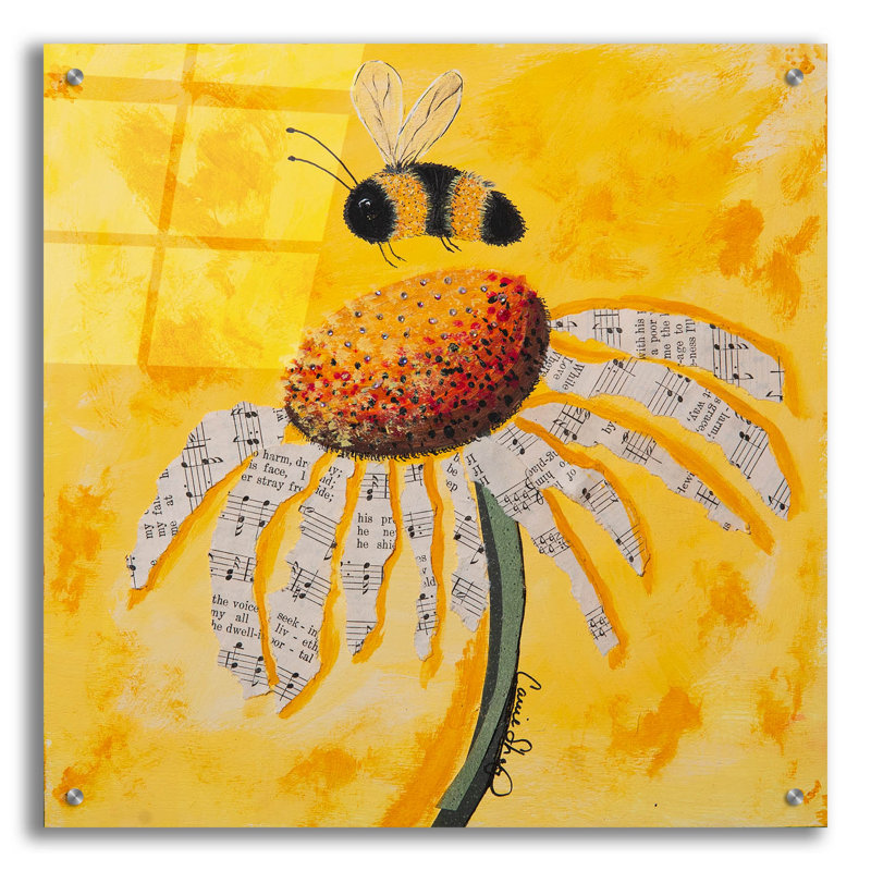  «Buzzing Sweet Notes» par Carrie Sharp, art mural en verre acrylique, 24 po x 24 po, H 24 po x l 24 po
