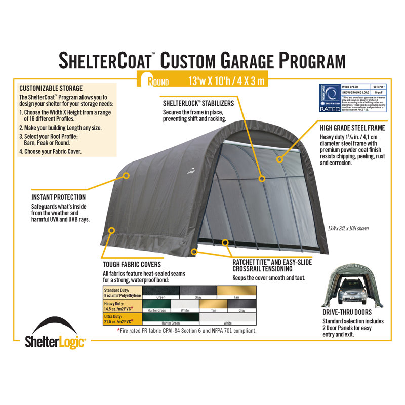 13 pi. L 28 pi. Garage ShelterCoat, Vert